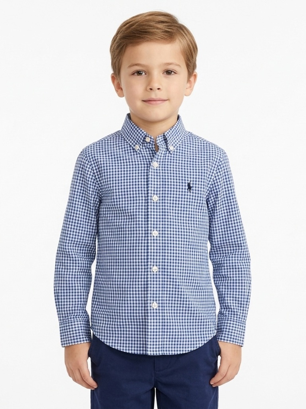 Polo Ralph Lauren Boys Gingham Button Down Shirt Long Sleeve Size 6